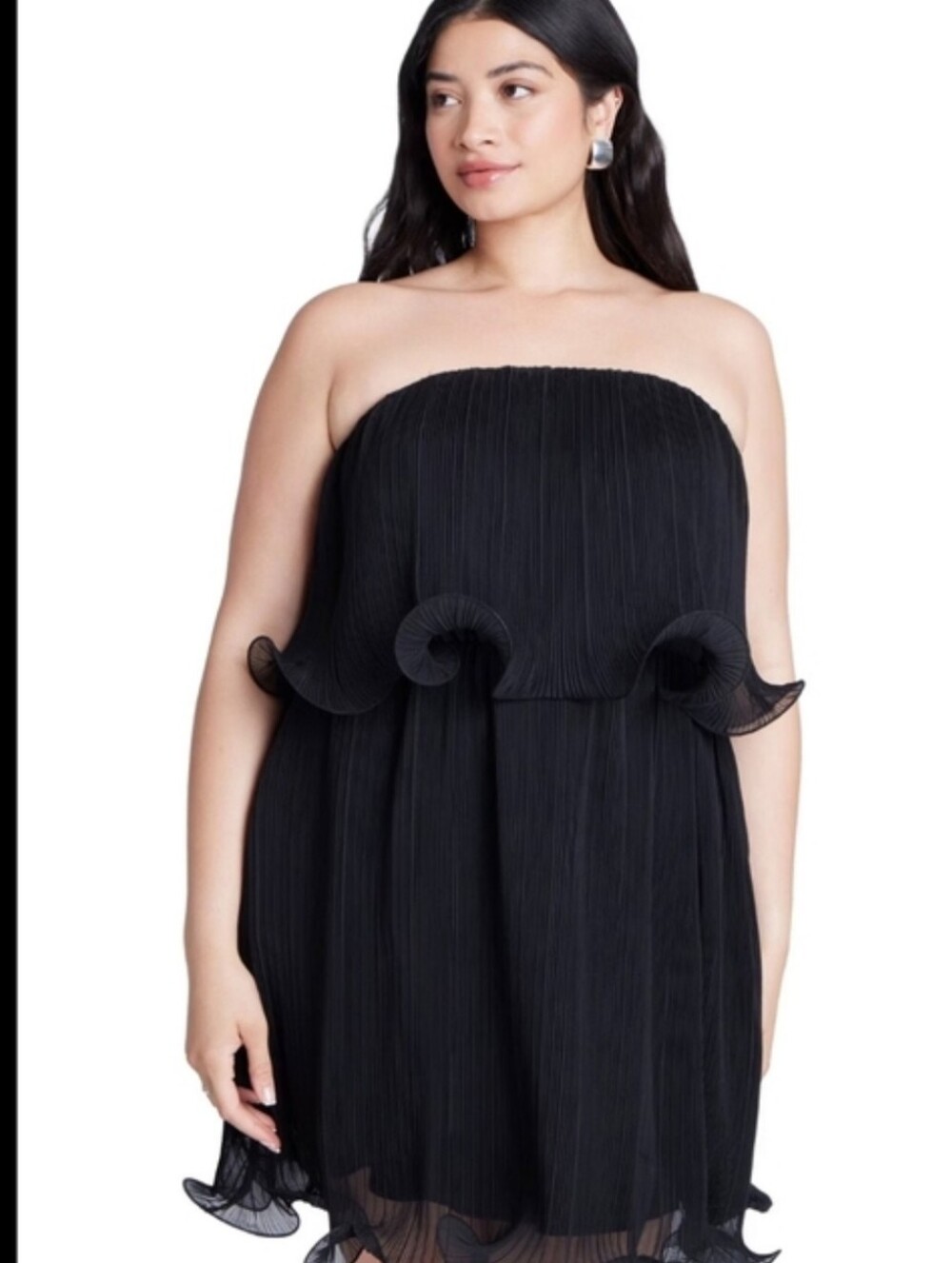 Eloquii Black Strapless Ruffle-Hem Mini Dress 22